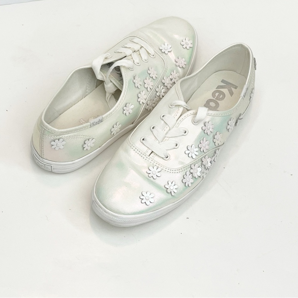KEDS Champion Celebrations Floral Embellished Iridescent Lace Up Shoes Size 8.5